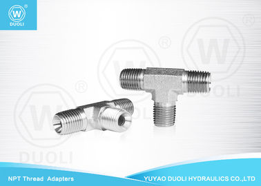 Precision Male NPT Thread Adapters , Metal Hydraulic Hose Tee Connectors