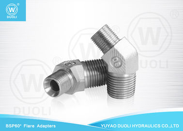 45° Elbow BSP / BSPT Male Thread Hydraulic Flared Tube Fittings 60° Cone Seat