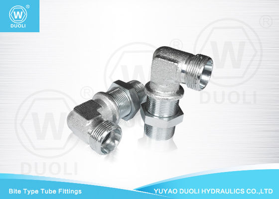 Hydraulic Bulkhead Union Bite Type Tube Fitting Adapter 90 Degree Elbow